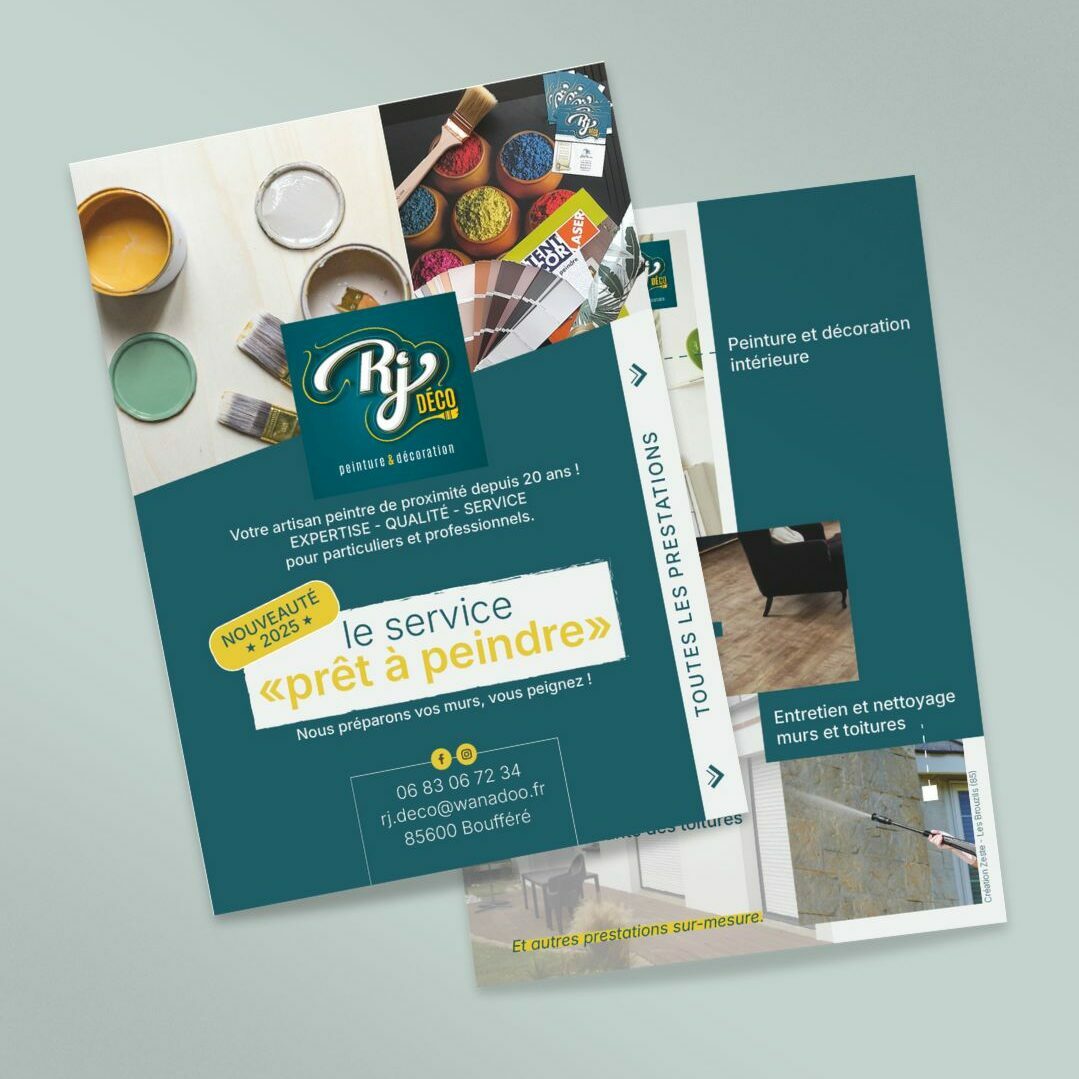 création graphique d'un flyer A5 pour un artisan peintre à Montaigu-Vendée